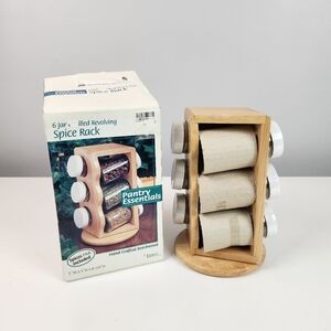  6-jar Beechwood Revolving Spice Rack. 